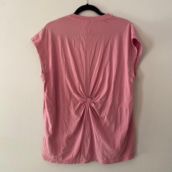 Athleta Women's size Large Outbound Twist Pink V-neck Back Tie Shirt Athleisure - Picture 6 of 10